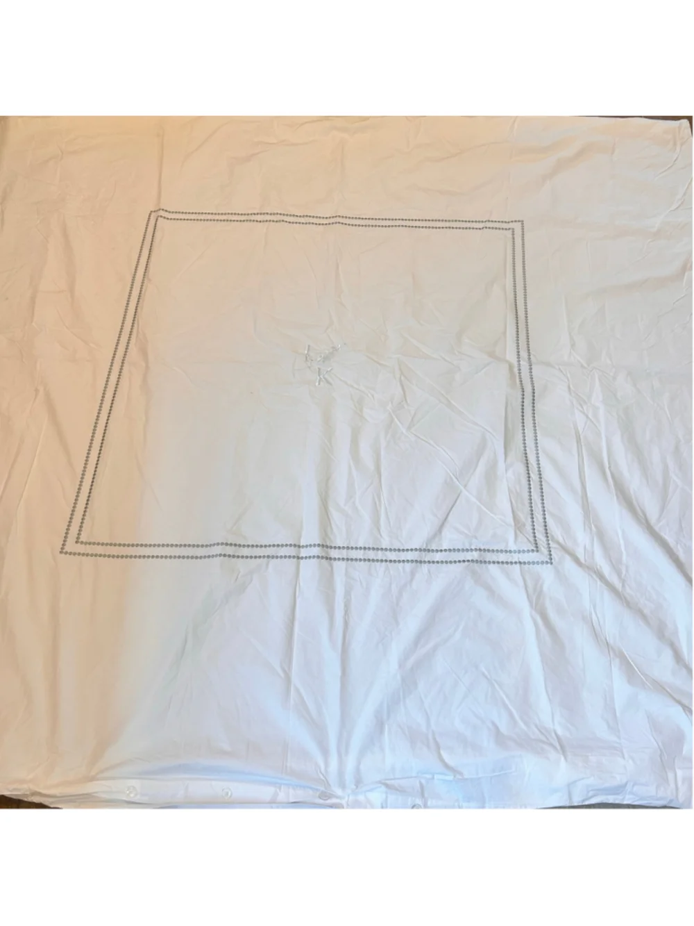 Pottery Barn White Minimalist Queen Cotton Duvet Cover Embroidered Monogramned